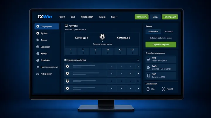 Программа 1xWin для Windows на мониторе